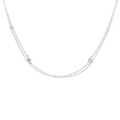 14 Karat White Gold Diamonds By The Yard Double Strand Necklace