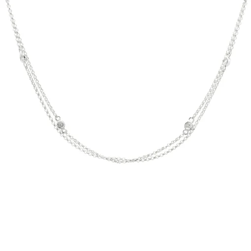 14 Karat White Gold Diamonds By The Yard Double Strand Necklace