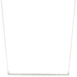14 Karat White Gold Diamond Bar Necklace