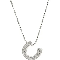 14 Karat White Gold Diamond Horse Shoe Necklace