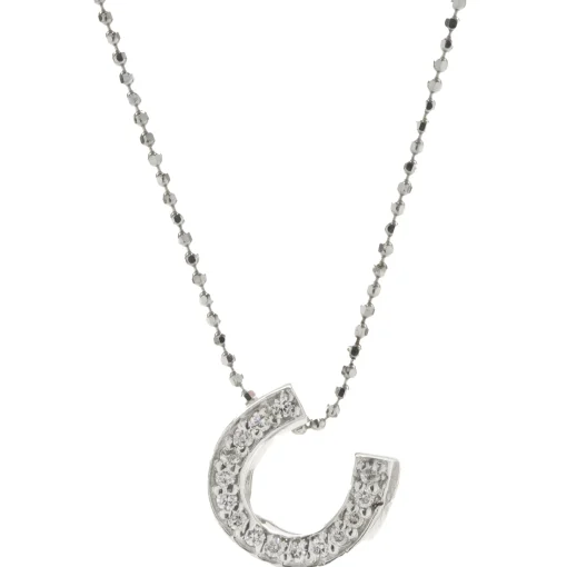 14 Karat White Gold Diamond Horse Shoe Necklace