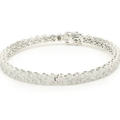 14 Karat White Gold Diamond Cluster Bangle Bracelet