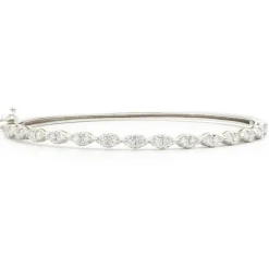 14 Karat White Gold Diamond Marquise Shape Bangle Bracelet