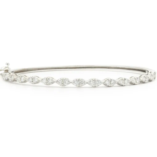 14 Karat White Gold Diamond Marquise Shape Bangle Bracelet