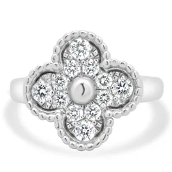 18 Karat White Gold Diamond Sweet Alhambra Ring