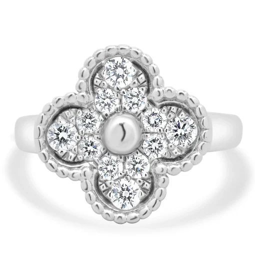 18 Karat White Gold Diamond Sweet Alhambra Ring
