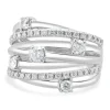 10 Karat White Gold Diamond Bypass Ring with Stations