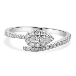 10 Karat White Gold Diamond Snake Bypass Ring