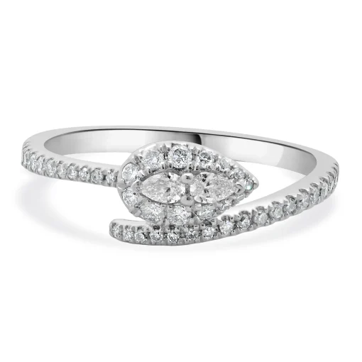 10 Karat White Gold Diamond Snake Bypass Ring