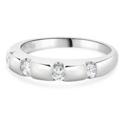 14 Karat White Gold Diamond Station Band