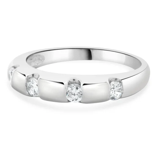 14 Karat White Gold Diamond Station Band
