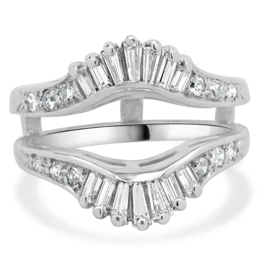 14 Karat White Gold Diamond Ring Guard