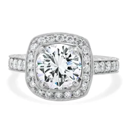 18 Karat White Gold Diamond Semi Mount with CZ Center