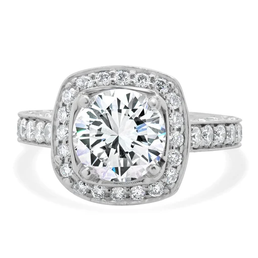 18 Karat White Gold Diamond Semi Mount with CZ Center
