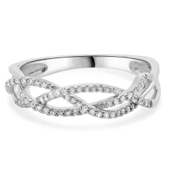10 Karat White Gold Diamond Braided Band