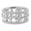 14 Karat White Gold Diamond Floral Station Cigar Band