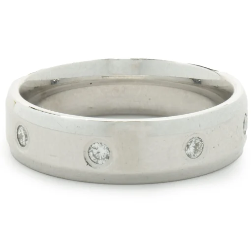 14 Karat White Gold Diamond Station 6MM Band