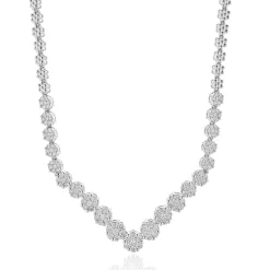 14 Karat White Gold Diamond Cluster Collar Necklace