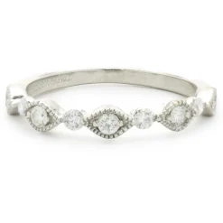 14 Karat White Gold Diamond Filigree Band