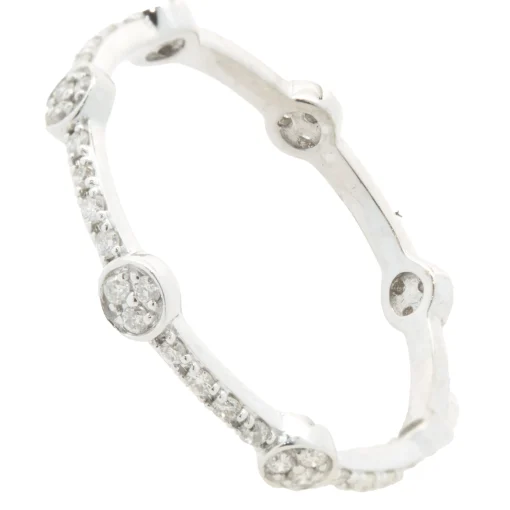 14 Karat White Gold Diamond Band with Circle Stations