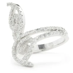 18 Karat White Gold Diamond Floral Long Finger Ring