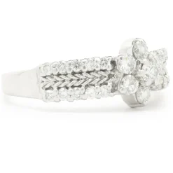 14 Karat White Gold Diamond Floral Cluster Ring