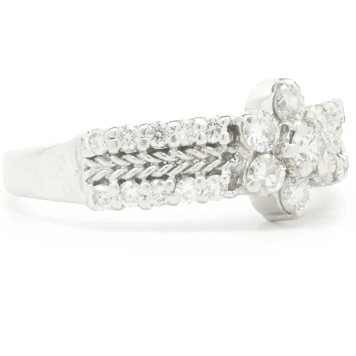 14 Karat White Gold Diamond Floral Cluster Ring