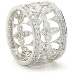 18 Karat White Gold Diamond Fluer De Lis Cut Out Cigar Band