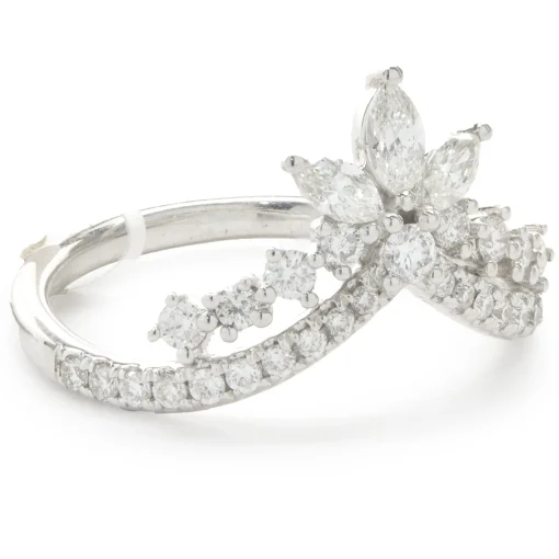14 Karat White Gold Diamond Crown Band