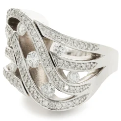 14 Karat White Gold Diamond Cut Out Wave Ring