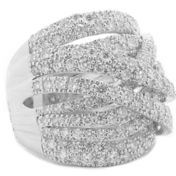 18 Karat White Gold Diamond Wave Bypass Ring