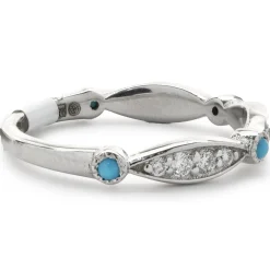 14 Karat White Gold Diamond and Turquoise Band