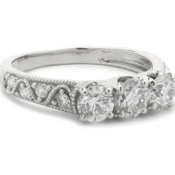 14 Karat White Gold Diamond Three Stone Band