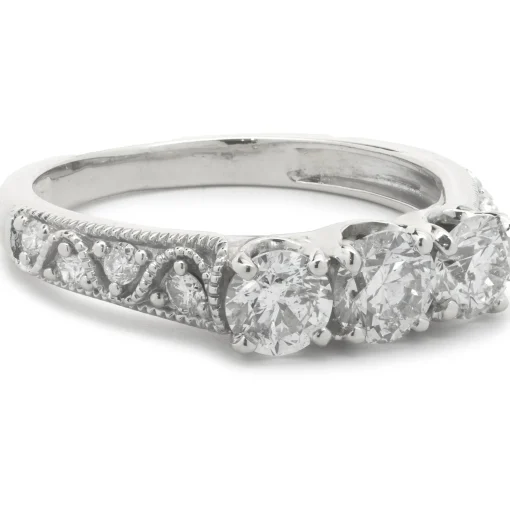 14 Karat White Gold Diamond Three Stone Band