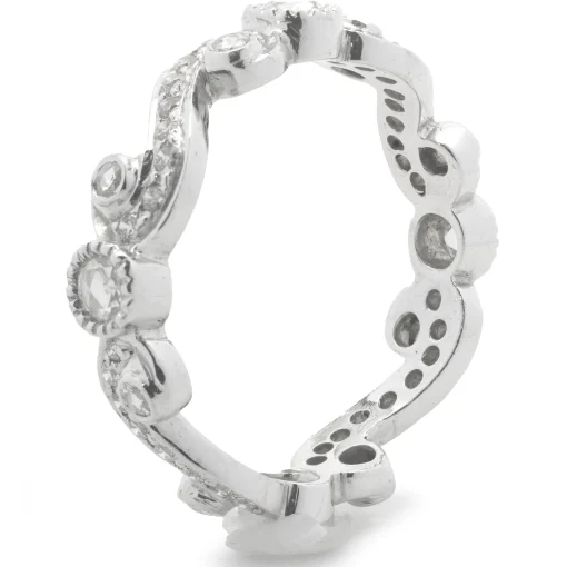 18 Karat White Gold Diamond Filigree Eternity Band