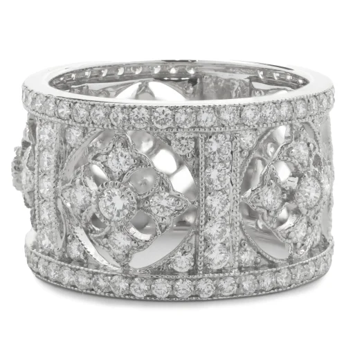 18 Karat White Gold Diamond Maltese Cross Cigar Band