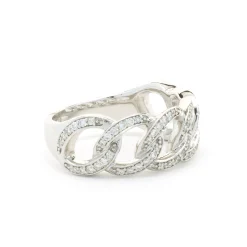 14 Karat White Gold Diamond Circle Link Band