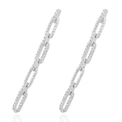 14 Karat White Gold Diamond Rectangle Drop Earrings