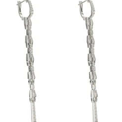 18 Karat White Gold Diamond Link Drop Earrings