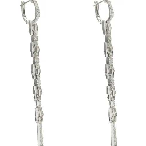 18 Karat White Gold Diamond Link Drop Earrings