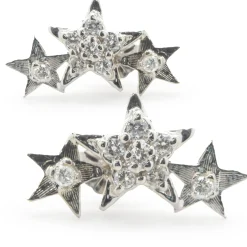 14 Karat White Gold Diamond Star Drop Earrings