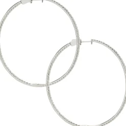 18 Karat White Gold Diamond Inside Outside Hoop Earrings