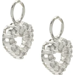 14 Karat White Gold Diamond Heart Earring Enhancers