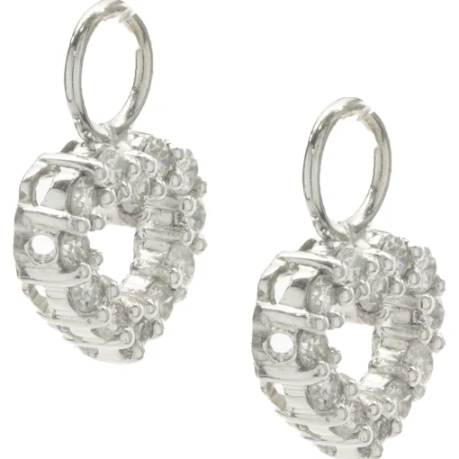 14 Karat White Gold Diamond Heart Earring Enhancers