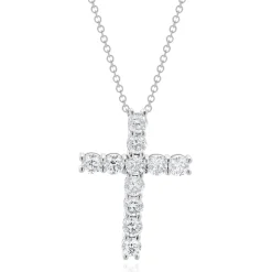 18 Karat White Gold Diamond Cross Necklace