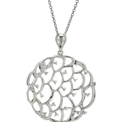 18 Karat White Gold Diamond Open Circle Pendant