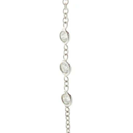 18 Karat White Gold Diamonds By The Yard Station Necklace