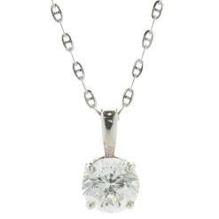 14 Karat White Gold Diamond Solitaire Necklace