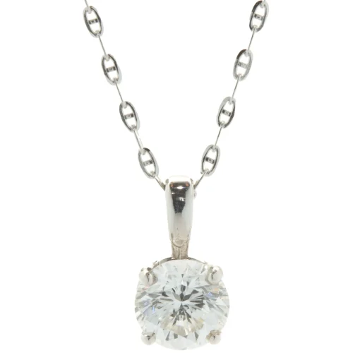 14 Karat White Gold Diamond Solitaire Necklace