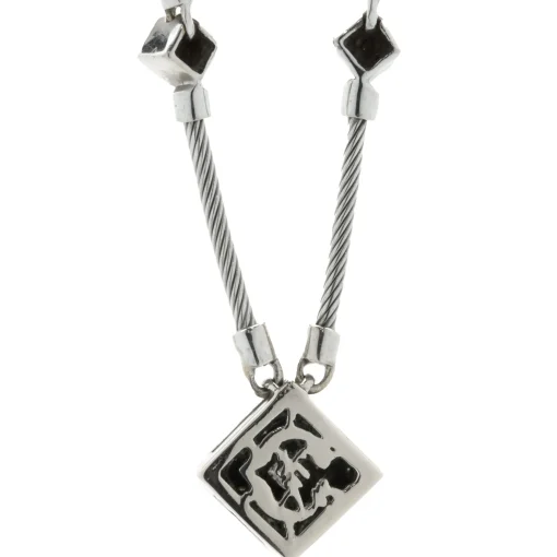 18 Karat White Gold Diamond Station and Bar Link Collar Necklace